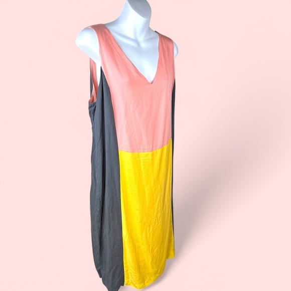 Oliver Bonas‎ size 16  V-Neck colorblock  Sleeveless Sheath Dress - Picture 4 of 12